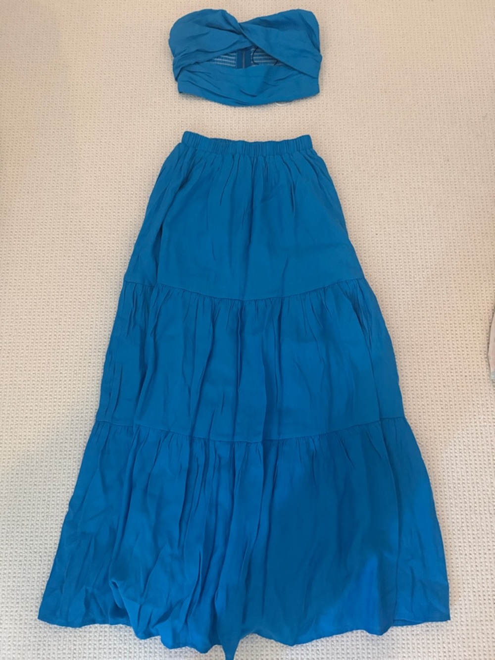 Princess Polly Allie set Teal Blue Tiered Maxi Skirt Set